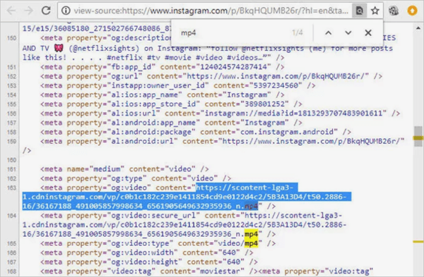 Download Instagram Videos from Source Code