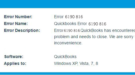 fix Quickbooks Error code 6190-816