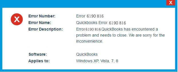 fix Quickbooks Error code 6190-816