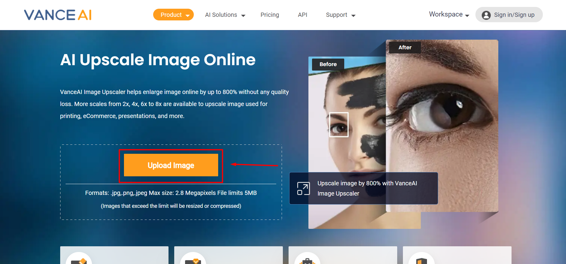  Visit VanceAI Image Upscaler’s Product Page 